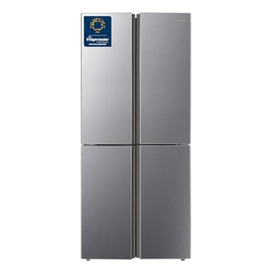 Fridgemaster MQ79394ES Freestanding American 4 Door Fridge Freezer 427L, Total No Frost, Inverter compressor, Silver, 64.3D x 79.4W x 181.6H cm, E Rated