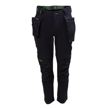 Apache Men's Calgary Work Trousers | Black 36W x 29L | Slim Fit Stretch Utility Pant | Cordura Holster Cargo Pockets | Comfortable Elasticated 4 Way Stretch