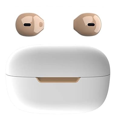 eleror Invisible Wireless Blue Tooth Earbuds Mini Earpiece Small Ear Buds Semi in-Ear Headphone Touch Control for Work, Home, Music, Audiobooks and Podcasts(Ivory)