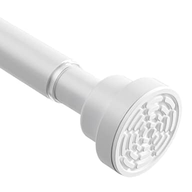 Shower Curtain Pole Extendable Curtain Poles 115-198 Cm Tension Rods For Curtains Extendable No Drill Shower Curtain Rail Non-Slip White Shower Pole for Bathroom Kitchen Bedroom
