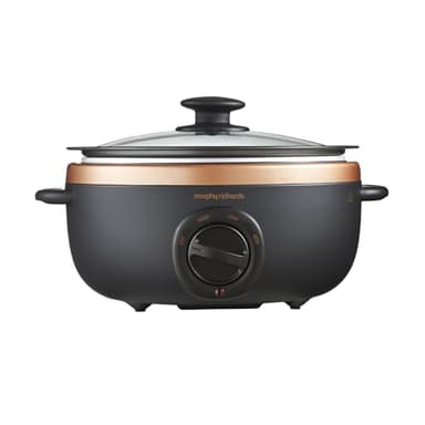 Morphy Richards 460016 Sear and Stew Slow Cooker, Glass, 163 W, 3.5 liters, Black & Rose Gold