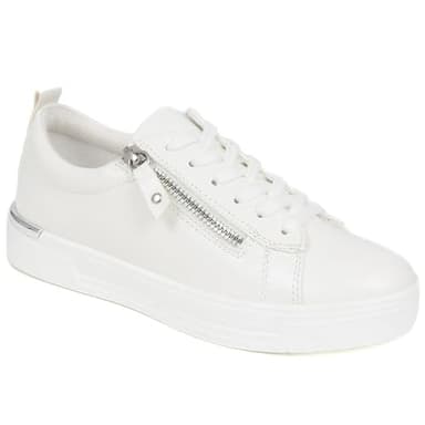Pavers Women's Dual Fasten Trainers in White - Lace Up and Zip Closed Athletic Shoes - Comfortable Ladies Sports Footwear - Size UK 6 / EU 39