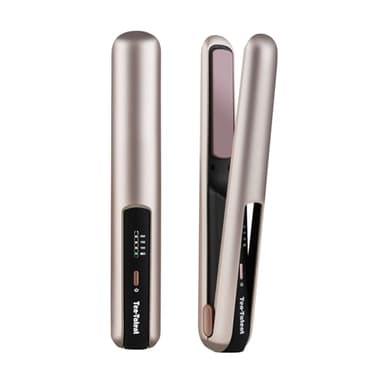 Cordless Hair Straightener and Curler 2-in-1, Wireless Portable Flat Iron Straighteners for Travel, Mini Curling Iron with Rechargeable, 3 Heating Modes, Rosegoldd