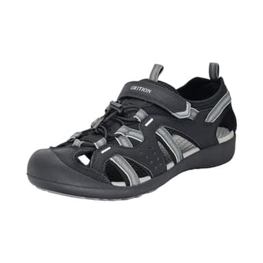 GRITION Mens Hiking Sandals Closed Toe Walking Sandals Water Sandal Sports and Outdoors Comfort Trekking Athletic Summer Beach Waterproof Fisherman Sandles Black (9 UK / 43 EU)