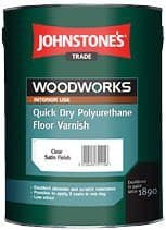5 LTR JOHNSTONE'S WOODWORKS WATER BASED POLYURETHANE FLOOR VARNISH CLEAR SATIN