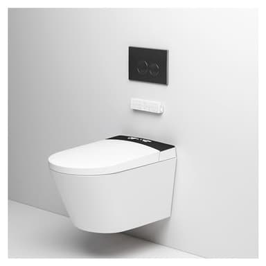 MEJE #MZE014P - Intelligent Wall-Hung Toilet, One-Piece Elongated Smart Toilet with Bidet Built in,Heated Seat, Warm Air Dryer,Auto Flush, Auto Open and Close, Remote Control, Night Light, White