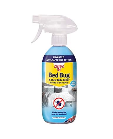 Zero In Bed Bug & Dust Mite Killer- 500 ml Spray. Ready-To-Use Formulation Kills Bed Bugs, Dust Mites and the Germs they Carry. Water-Based. Prevents Allergies and Reinfestation for up to 12 Weeks