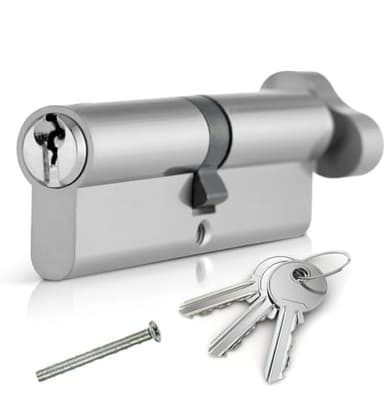 Chrome 50T/50 Thumb Turn Euro Cylinder Lock 100MM Euro Door Barrel Lock with 3 Keys Anti-Bump, Anti-Pick Door Lock High Security for Wooden, UPVC and Composite Doors.