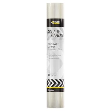 Everbuild Roll and Stroll Contract Carpet Protector – Self-Adhesive – Easy To Roll – Totally Waterproof – Clear – 600mm x 50m Roll