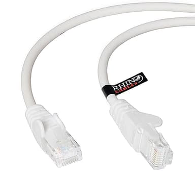 rhinocables CAT 5e High-Speed Ethernet Cable - Reliable LAN Network RJ45 Cable for Fast Internet & Data Transfer | Durable WiFi Broadband Cable for Gaming & Streaming, (5m, White, Pack of 1)