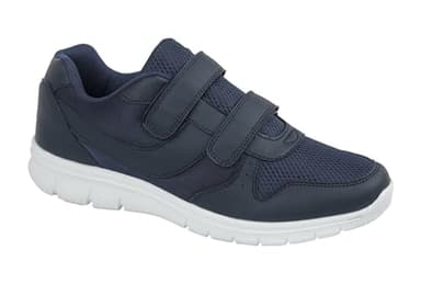 Mens Slip On Trainers Wide Fit Touch Fasten Gym Sports Running Sneakers Mens Shoes (Navy, 9)