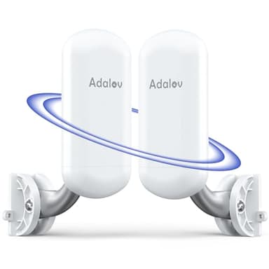Adalov CPE467 5.8GHz Wireless Bridge, 450Mbps Outdoor Long Range Point to Point WiFi Bridge (1.5km) with High Gain Antenna, RJ45 Ethernet Port for Network & Surveillance Extension, 2 Pack