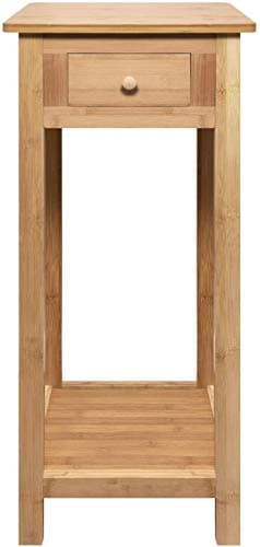 Hygrad Bamboo Tall Side Bedroom Living Room Table Nightstand with drawer and lower shelf Slim Bedside Table Wooden Nightstand with Drawer & Shelf, Slim Tall Telephone Table Narrow Hallway Side Table
