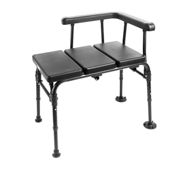 KMINA - Bath Bench, Non Slip Seat for Adults, Lifts for Disabled and Elderly, Chair with Padded Armrest, Black - Made in Europe