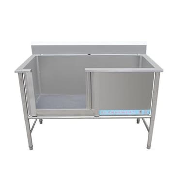 QLXYYFC Dog Grooming Bathtub Outside Dog Washing Station,Stainless Steel Pet Dog Bath Tub, Cats Dog Wash Shower Sink With Sliding Door