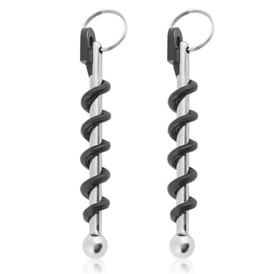 2PCS Key Ring Corkscrew, 6 * 1 * 1cm Stainless Steel Corkscrews Wine Bottle Opener Manual Corkscrews Mini Keychain Corkscrew for Bartenders Barmans Waiters