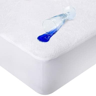 Sunshine Comforts Waterproof Mattress Protector Double, Premium Cotton Terry Top Soft Mattress Protector Double Bed, Ultimate Comfort & Protection, Hypoallergenic, Easy Care