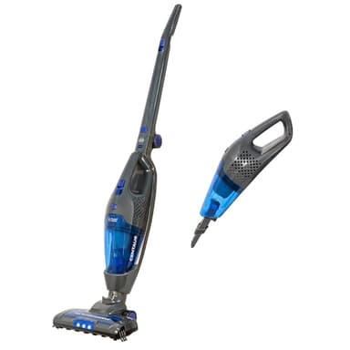 Russell Hobbs Cordless Upright Stick Vacuum Cleaner Bagless 2 in 1 Grey and Blue 600W 2 Speed Settings 60 min Run Time, for Carpets & Hard Floors with Crevice & Brush Tool, 2 Year Guarantee RHSV2211