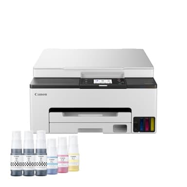 Canon MAXIFY GX1050 Wireless Colour 3-in-1 Refillable MegaTank Inkjet Printer - A4 Print, Copy, Scan - Wi-Fi, Cloud Link, Ethernet Connectivity - Home Office Printer, Includes 6 x Ink Bottles