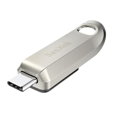 SanDisk 1TB Ultra Luxe Type C Flash Drive, USB stick, Memory stick with Fast Performance, up to 400 MB/s read speeds, USB 3.2 Gen 1, Retractable Connector, Metal Design, Keyring, Silver