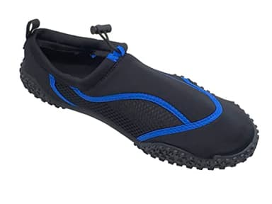 GladRags Mens Aqua Shoes, Water Shoes, Aqua Swimming Socks with Rubber Sole and Toggle Closure, Black Size 7