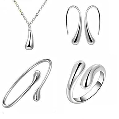 Water Drop Jewellery Set for Women Silver Plated Teardrop Necklace Teardrop Bangle Braceletdeals of the day sale prime of clearance+sale Mother+Day Gifts AMZ warehouse clearance uk of my orders AMZ