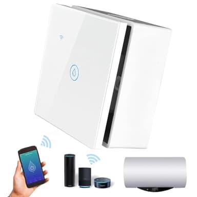 Smart Immersion Heater Timer Switch, 40A 8000W WiFi Water Heater Switch, Smart Touch Boiler Switch with Timer, Smart Life APP Remote Control, Works with Amazon Alexa & Google Assistant