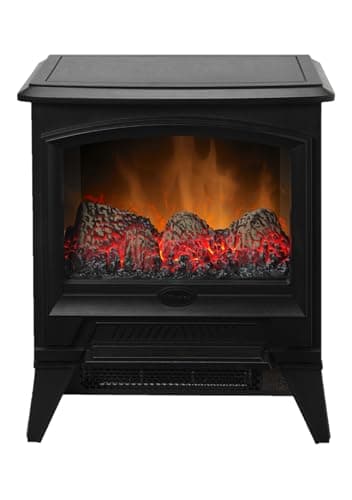 Dimplex Casper Optiflame Electric Stove, Black Free Standing Fire Wood Burner Style Electrical Fireplace with LED Flame Effect, Lava Rock Style Ember Fuel Bed and 2kW Adjustable Fan Heater
