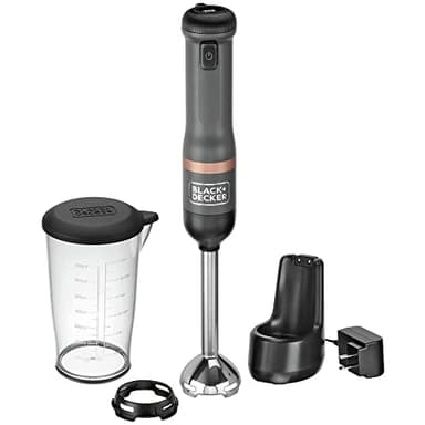BLACK+DECKER Kitchen Wand Cordless Immersion Blender, Hand Blender with Charging Dock, Grey (BCKM1011K01)
