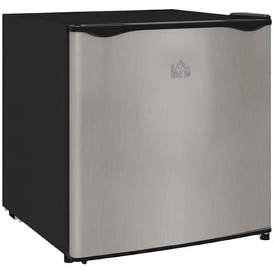 HOMCOM Tabletop Mini Freezer with 35 Litre Capacity, Small Freezer with Reversible Door, Adjustable Temperature and Removable Wire Shelf for Bedrooms, Home Office, Silver Tone