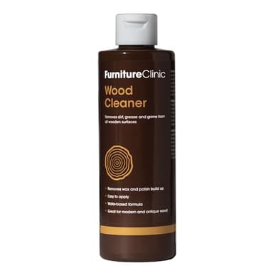 Furniture Clinic Wood Cleaner (250ml) | Restore & Clean Wooden Floors, Furniture, Blinds, Doors, Decking and Many other Wood Surfaces - Easily Remove Wax & Polish Build up, Grease and Grime