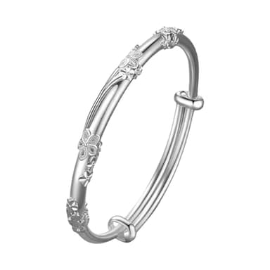 Sterling Silver Bangle Bracelets For Women Fashion Jewelry Simple Adjustable 925 Silver Cuff Bangles For Women Mom Wife Valentine Mothers Day Wedding Necklace (D, One Size)