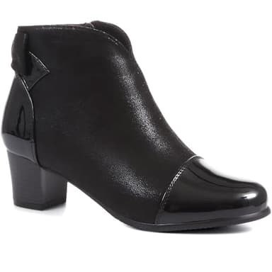 Pavers Women's Ankle Boots in Black with Easy Zip Access & Bow Detail - Wider Fit Casual Shoes - Ladies Footwear for Everyday Wear - Size UK 6 / EU 39