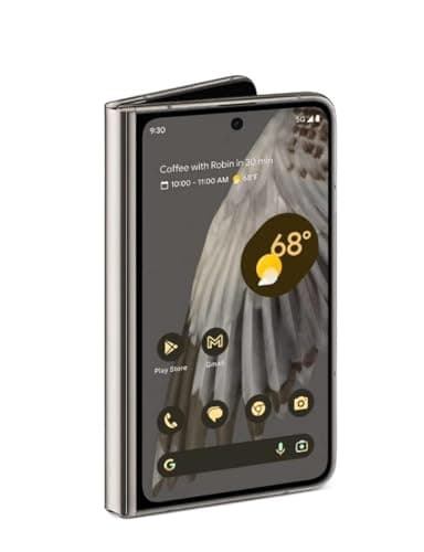 Google Pixel Fold 5G 256GB + 12GB RAM Factory Unlocked - Dual SIM (Nano-SIM + eSIM) - Foldable Display Android Smartphone (Porcelain) (Renewed)