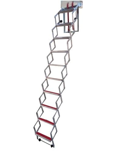 BPS Concertina Loft Ladder - Easy Fit - Superb compact design with Rubber Coated Non Slip Treads (8ft)