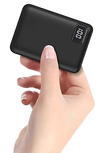 IAIGG Light Power Bank 10000mAh Mini Portable External Battery Charger with Fast Charge 2 Inputs & Outputs for iPhone iPads Samsung Galaxy Huawei Smartphone and More (Black)