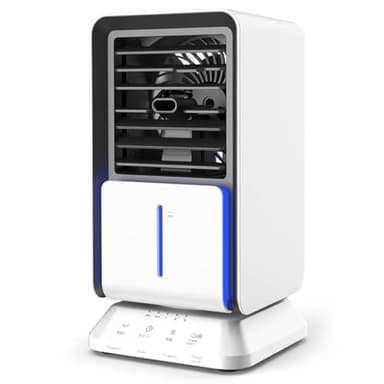 Personal Air Cooler, Infray Portable Oscillating Air Conditioner Desk Fan Mini Evaporative Cooler, Mist Humidifier, Air Circulator Desktop Space Cooler with Timer Function for Home Office Bedroom