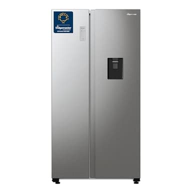 Fridgemaster MS91547DFE Freestanding American Side by side Door Fridge Freezer 547L, Metal Grey, Inverter compressor, Non-Plumbed Water Dispenser, 91 × 178.6 × 64.3 cm (W×H×D) Energy Rating E