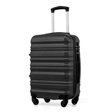 COOLIFE Suitcase Trolley Carry On Hand Cabin Luggage Hard Shell Travel Bag Lightweight with TSA Lock and Durable 4 Spinner Wheels (Black, S(56cm 38L))