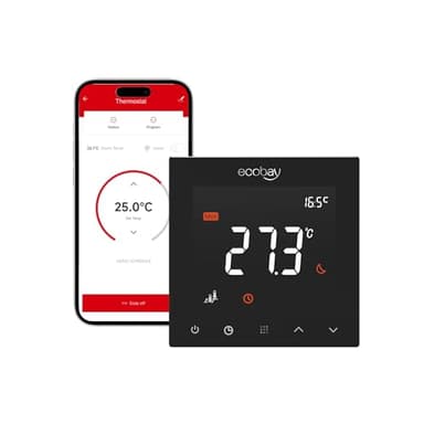 ECOBAY WIFI Thermostat for Electric Floor Heating: Compatible with Electric Mats and Cables, 240V 16A, Floor Protection Mode, Includes 100K NTC Sensor