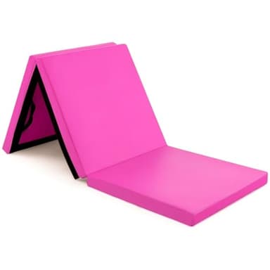 Yoga Mat Exercise Fitness Tri-Fold Foam Mat Extra Thick Non Slip Large Padded High Density Pilates Stretching Home Gym Equipment Accessory 3 Folding Mats Multi-Purpose Workout with Carrying Handle