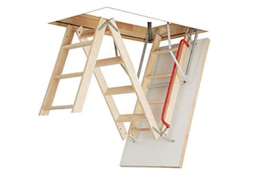 Optistep Wooden Timber Folding Loft Ladder Attic Stairs. Frame Size W60cm x L111cm H up to 280cm & Insulated Hatch