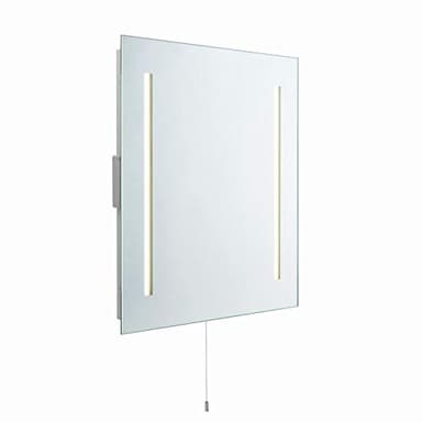 Glimpse Modern Cool White LED Bathroom Mirror Light with Pull Cord and Dual Shaver Socket IP44 Rated