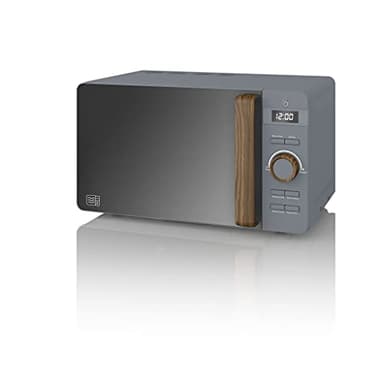 Swan SM22036GRYN, Nordic Digital Microwave, Wood Effect Handle, Soft Touch Housing and Matt Finish, 800W, 20 L, Slate Grey
