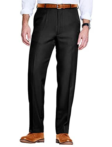 Chums Men's Formal Elasticated Trousers Comfort Fit Pants Smart Trousers for Men Black 34W / 33L