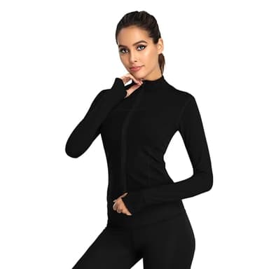 flintronic Womens Running Jacket, Gym Tops Long Sleeve Sports T-Shirt, Slim Fit Breathable Activewear for Fitness Workout Yoga Crop Tops-S
