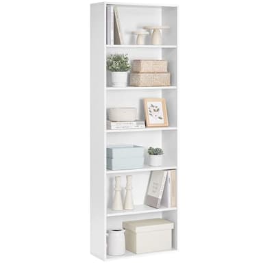 VASAGLE Bookcase, 6-Tier Bookshelf, Open Storage Shelf, Shelving Unit, 24 x 60 x 178.5 cm, for Living Room, Home Office, Dinning Room, Cloud White LBC169T14
