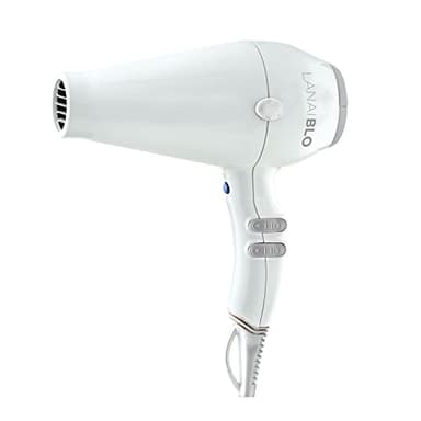 LanaiBLO Metallic White Ionic Hairdryer – 2400W Professional Power Hair Dryer, Salon Quality Blow Dryer for Women & Men, Ceramic Tourmaline, Lightweight with Nozzle Attachments