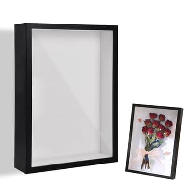 3D Shadow Box, 20.3 x 25.3 CM Shadow Box Frame Deep Picture Frame, 3D Picture Frame, Wooden Deep Frame Display Box for Crafts Memorabilia Flower Tickets Medal Black 3 CM