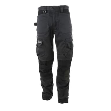 Apache Workwear Men's Site Trouser | ATS 3D Stretch Holster Trouser | Grey/Black 29L x 34W | Cordura Side Cargo Pocket | Low Rise Comfort Waist | Reinforced Hem Knee Pad and Phone Pocket